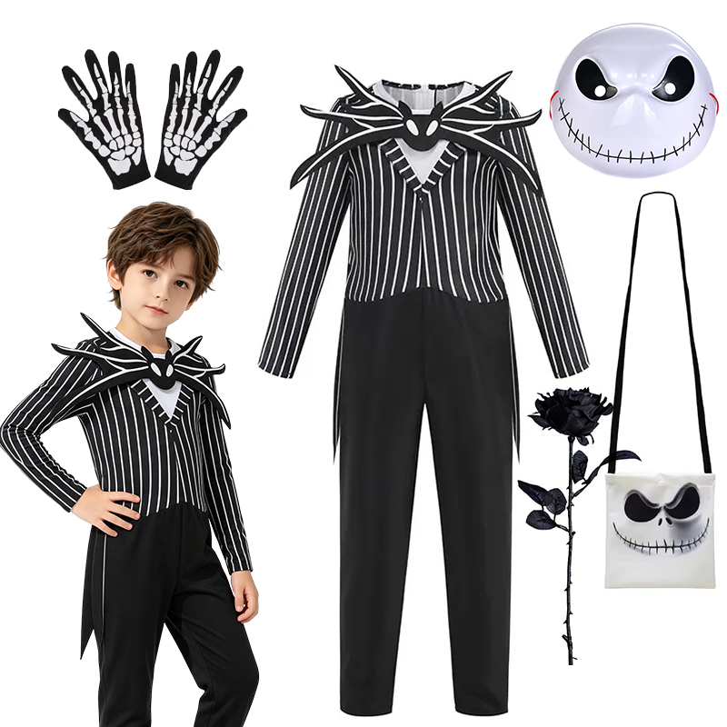 Black Face Mask Pack - Halloween Boys Pumpkin King Skeleton Jack