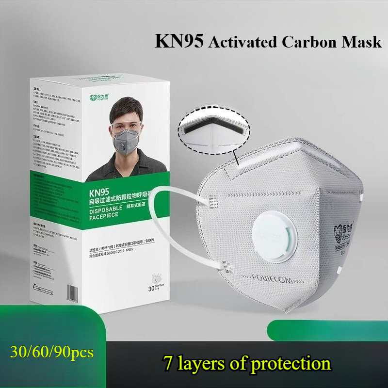 30/60/90pcs Activated Carbon V - Kn95 Respirator Mask review and price